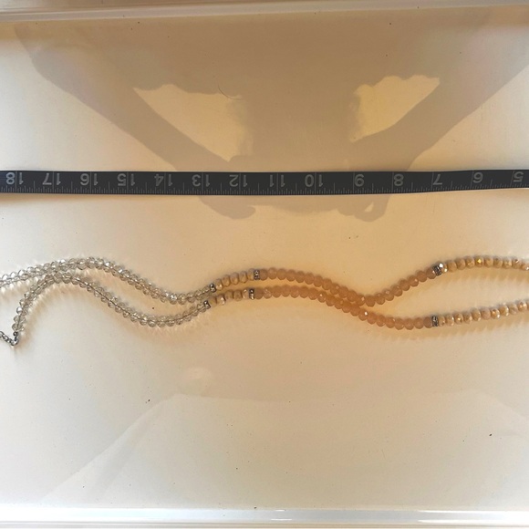 Dressy 22” salmon/grey colored faceted beads. Includes six rhinestone spacers - Picture 4 of 4